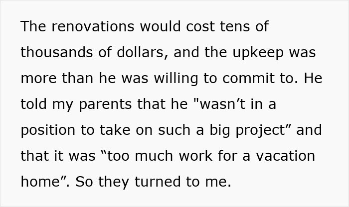 Man Expects To Use Family Cabin For Free After Not Helping Restore It, Gets A Reality Check