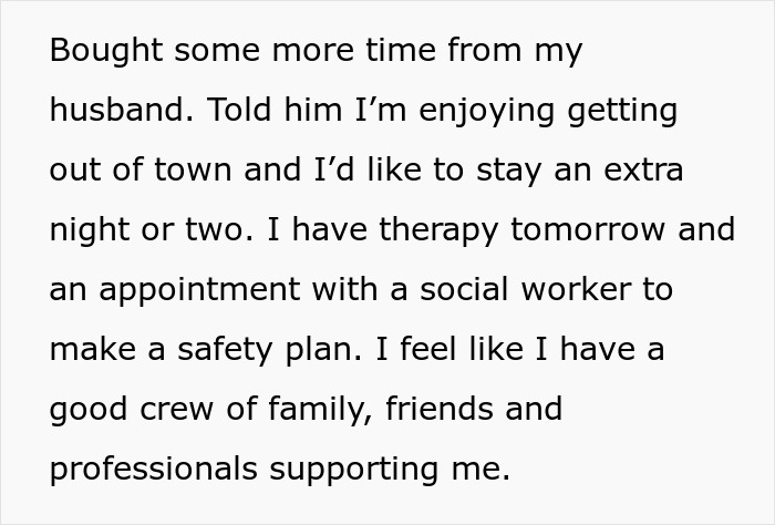 Text about wife sharing plans to stay safe, supported by friends and professionals. Text about wife sharing plans to stay safe, supported by friends and professionals.