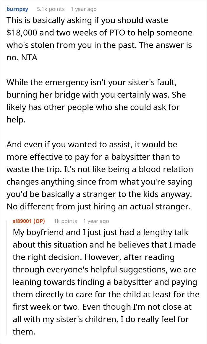 Reddit comments discussing a tough conversation about an $18K trip refusal. Reddit comments discussing a tough conversation about an $18K trip refusal.