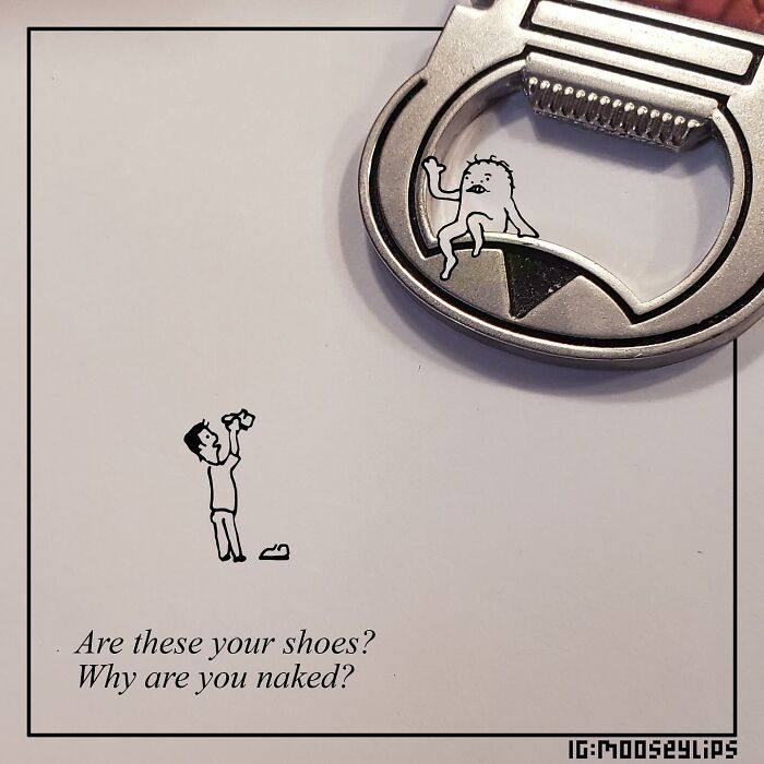 Comic by Mooseylips featuring a humorous interaction between a person and a small creature.