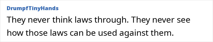 Comment on Reddit about using laws unexpectedly, related to misgendering senator news. Comment on Reddit about using laws unexpectedly, related to misgendering senator news.