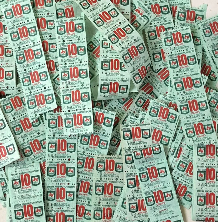 Vintage green S&H Green Stamps, nostalgic and reminiscent of past collecting trends.