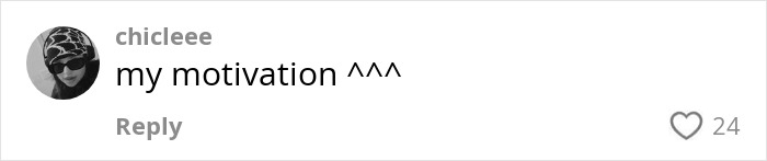 Comment saying "my motivation" with 24 likes on post about lifestyle change. Comment saying "my motivation" with 24 likes on post about lifestyle change.