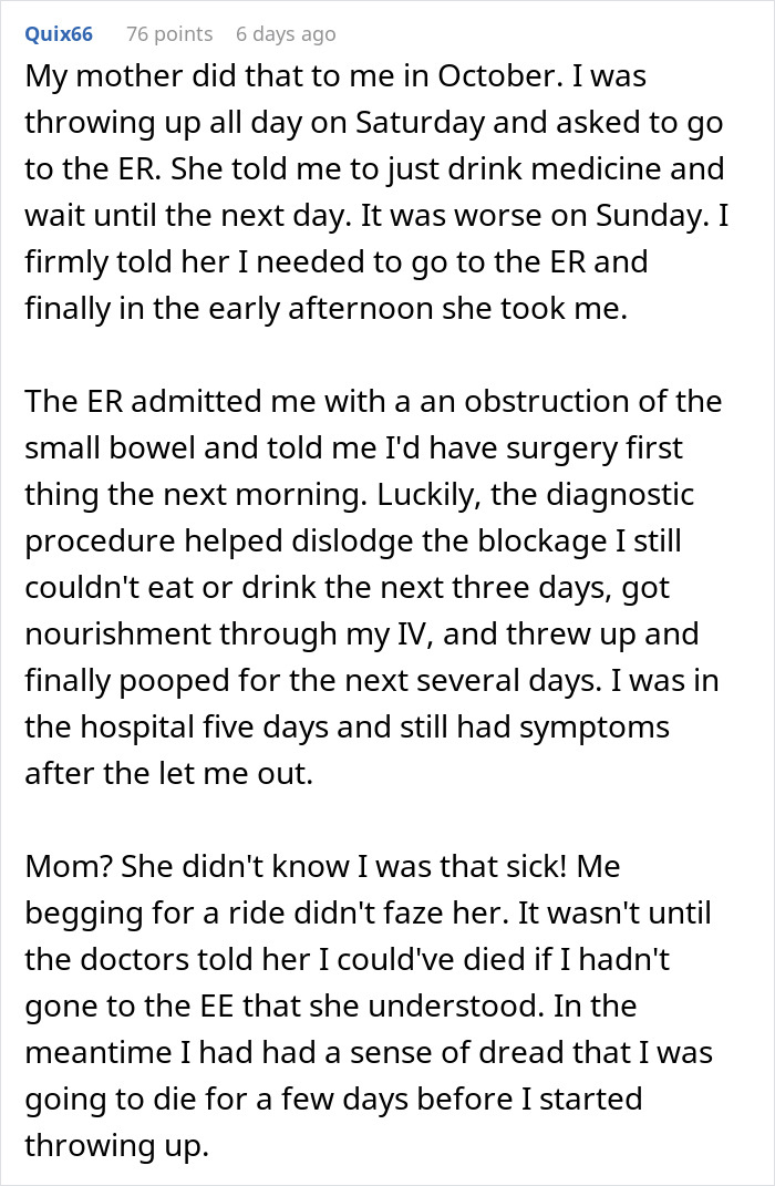 Reddit comment about personal medical emergency experience, related to marriage issues. Reddit comment about personal medical emergency experience, related to marriage issues.