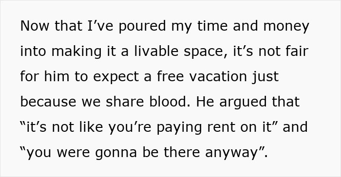 Man Expects To Use Family Cabin For Free After Not Helping Restore It, Gets A Reality Check