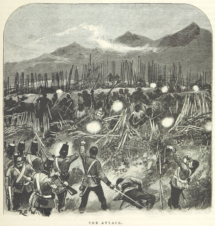 Illustration of a battle scene showing soldiers advancing under fire, depicting surprising war victories.