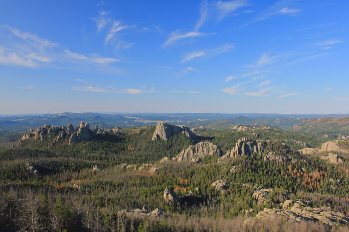 Scenic view of rugged landscapes along a legendary American road route, under a clear blue sky.