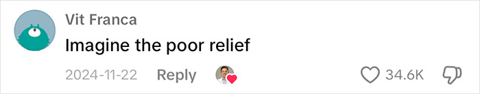 User comment on viral baby farting tips, reads "Imagine the poor relief," with 34.6K likes. User comment on viral baby farting tips, reads "Imagine the poor relief," with 34.6K likes.