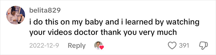 Comment praising doctor's baby farting tips with user gratitude and engagement stats. Comment praising doctor's baby farting tips with user gratitude and engagement stats.