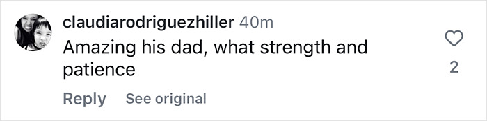 Comment praising dad's strength and patience from whale survival story. Comment praising dad's strength and patience from whale survival story.