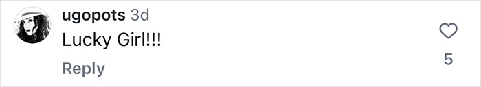 Instagram comment saying "Lucky Girl!!!" referring to Jason Momoa's new girlfriend. Instagram comment saying "Lucky Girl!!!" referring to Jason Momoa's new girlfriend.