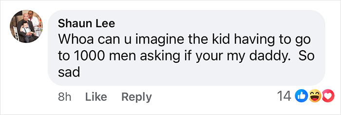 Comment sparking outrage over Bonny Blue pregnancy rumors, mentioning 1000 men and a "Poor Child. Comment sparking outrage over Bonny Blue pregnancy rumors, mentioning 1000 men and a "Poor Child.