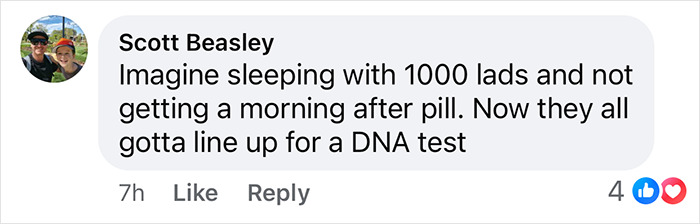 Comment about Bonny Blue's pregnancy rumors after bedding 1000 men, mentioning a DNA test. Comment about Bonny Blue's pregnancy rumors after bedding 1000 men, mentioning a DNA test.