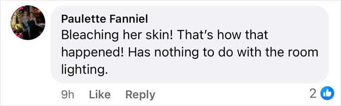 Comment discussing Beyoncé's lighter skin tone at Grammys, questioning the reason behind it. Comment discussing Beyoncé's lighter skin tone at Grammys, questioning the reason behind it.