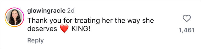 Instagram comment praising a Valentine's Day gesture involving Benny Blanco and Selena Gomez with a heart emoji. Instagram comment praising a Valentine's Day gesture involving Benny Blanco and Selena Gomez with a heart emoji.