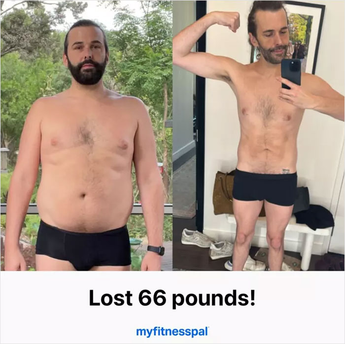 Queer Eye transformation: drastic 66-pound weight loss shown in before and after photos, highlighting fitness journey. Queer Eye transformation: drastic 66-pound weight loss shown in before and after photos, highlighting fitness journey.