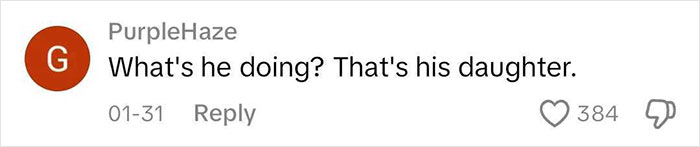 Comment questioning an action with a daughter. Comment questioning an action with a daughter.