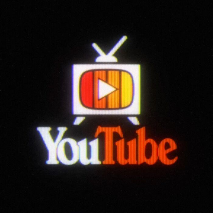Retro 80s YouTube logo with vintage TV design and classic colors.
