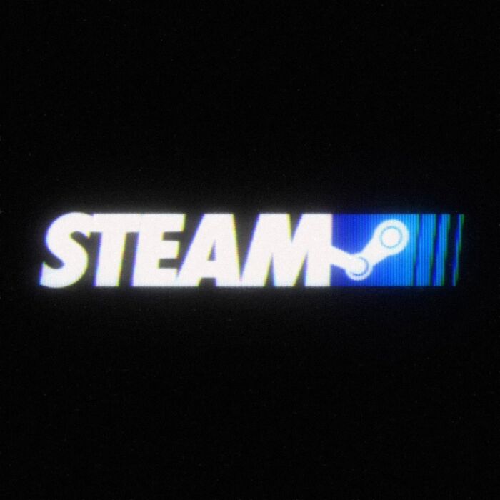 Retro 80s twist on Steam logo with a neon gradient and vintage effect.