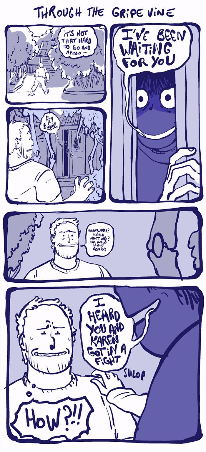 Comic strip featuring Rodney, an unusual outcast character, with speech bubbles and humorous interaction. Comic strip featuring Rodney, an unusual outcast character, with speech bubbles and humorous interaction.