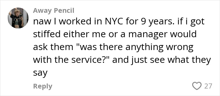 Server discusses asking customers about tipping in a social media comment. Server discusses asking customers about tipping in a social media comment.