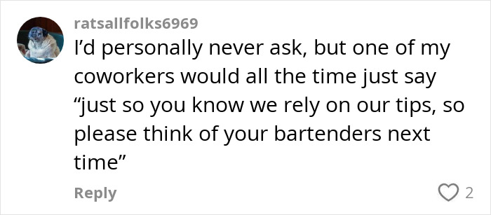 Comment discussing servers asking customers about tips, sparking a viral debate. Comment discussing servers asking customers about tips, sparking a viral debate.