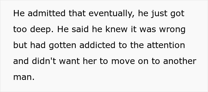 Text discussing a man admitting to being too involved with a work colleague, feeling addicted to the attention. Text discussing a man admitting to being too involved with a work colleague, feeling addicted to the attention.