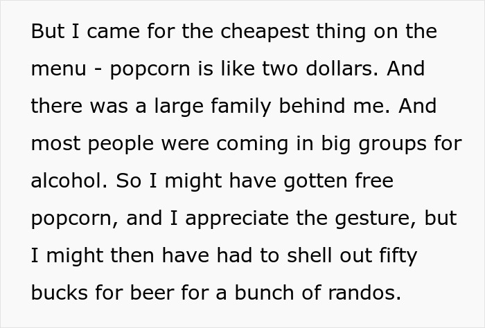 Text block expressing a refusal to continue a pay-it-forward chain due to cost concerns. Text block expressing a refusal to continue a pay-it-forward chain due to cost concerns.