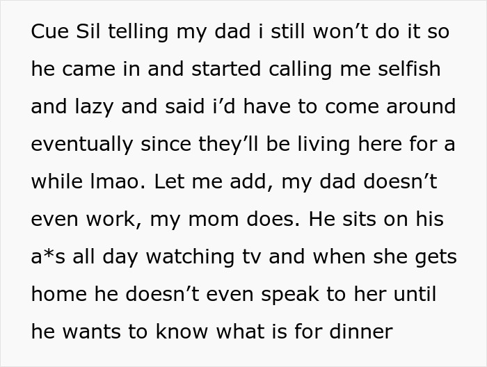 Text screenshot discussing refusal to babysit after parents volunteer daughter without asking her first. Text screenshot discussing refusal to babysit after parents volunteer daughter without asking her first.