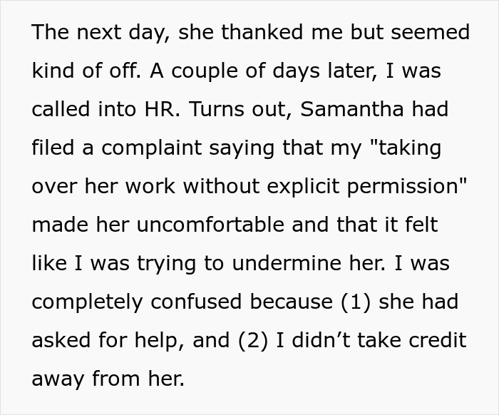 Text describing a situation where a coworker faces an HR complaint after covering for a colleague. Text describing a situation where a coworker faces an HR complaint after covering for a colleague.