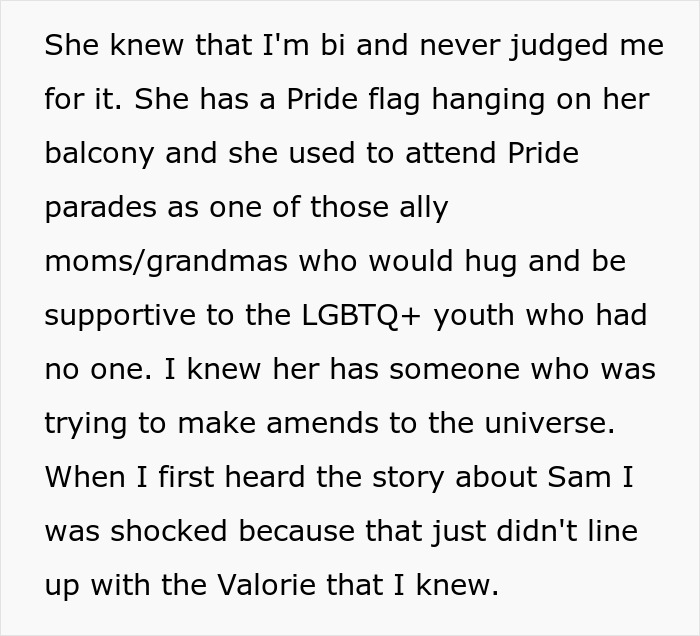 Text discussing inheritance with supportive LGBTQ+ ally grandmother and Pride flag. Text discussing inheritance with supportive LGBTQ+ ally grandmother and Pride flag.
