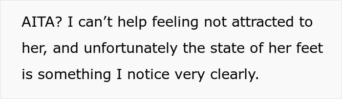Text about attraction concerns, mentioning the state of feet, contextually linked to returning-wife-shoes. Text about attraction concerns, mentioning the state of feet, contextually linked to returning-wife-shoes.
