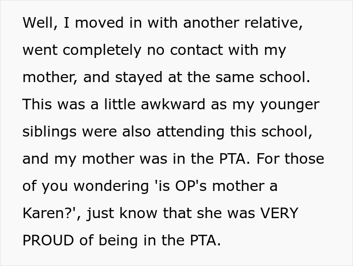 Text describes a teen dealing with an overbearing mother proud of her PTA role. Text describes a teen dealing with an overbearing mother proud of her PTA role.