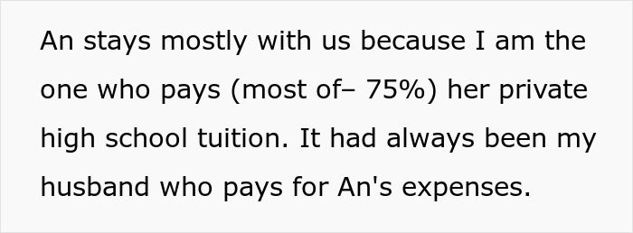 Text about 16-year-old's family dynamics and tuition payments. Text about 16-year-old's family dynamics and tuition payments.
