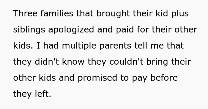 Text from a parent's experience about party RSVPs and unexpected siblings attending. Text from a parent's experience about party RSVPs and unexpected siblings attending.