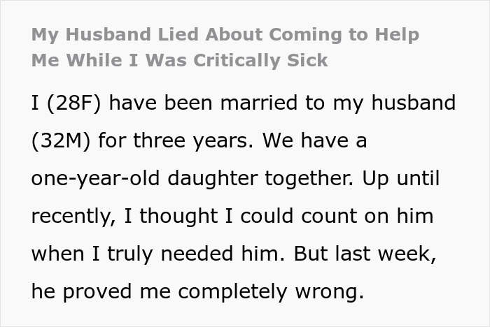 Text describing a husband's actions during his wife's critical illness, impacting their marriage. Text describing a husband's actions during his wife's critical illness, impacting their marriage.