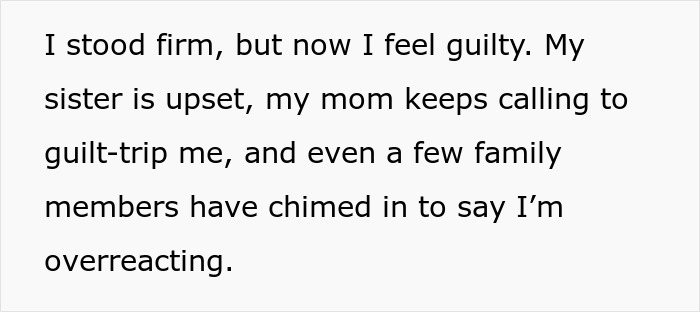 Text discussing family pressure on childless 29YO to babysit nephews. Text discussing family pressure on childless 29YO to babysit nephews.
