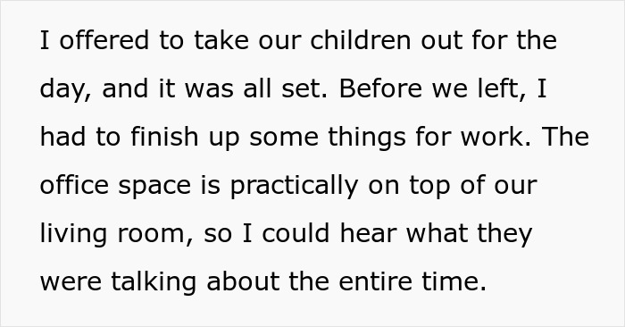 Text excerpt describing a husband's work and family responsibilities. Text excerpt describing a husband's work and family responsibilities.