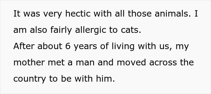 Text about being allergic to cats and living with them before mom moved away. Text about being allergic to cats and living with them before mom moved away.