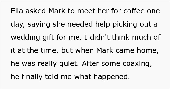 Text screenshot about a woman urging a sister’s fiancé to reconsider their engagement. Text screenshot about a woman urging a sister’s fiancé to reconsider their engagement.