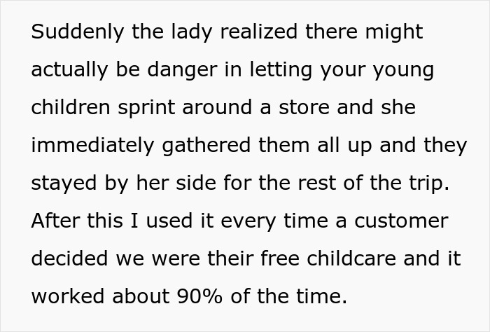 Text about a mom realizing the dangers of kids running in a store, influenced by a worker's comment on broken glass. Text about a mom realizing the dangers of kids running in a store, influenced by a worker's comment on broken glass.