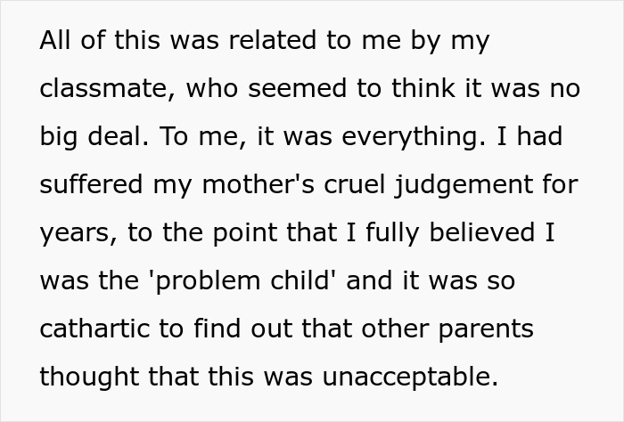 Text describing a teen's struggle with a harsh mother and finding relief through validation from others. Text describing a teen's struggle with a harsh mother and finding relief through validation from others.
