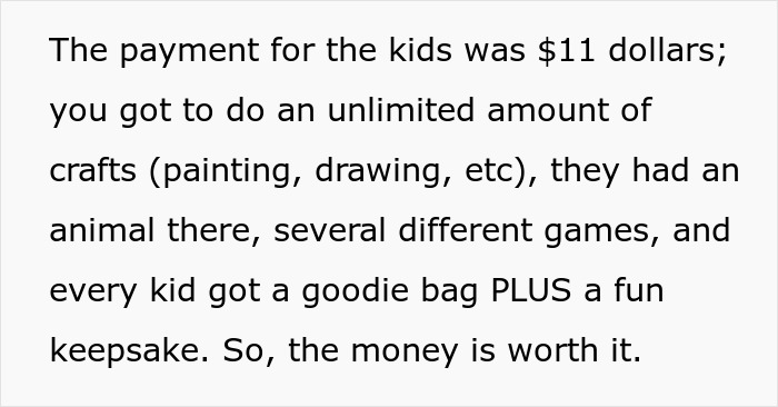 Text describing party activities, including crafts, games, and goodie bags for kids. Text describing party activities, including crafts, games, and goodie bags for kids.
