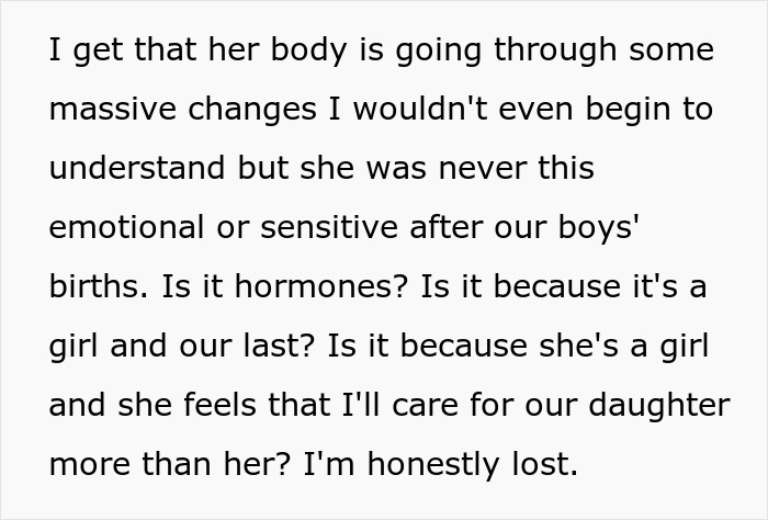 Text about husband's confusion over wife's emotions post-labor, feeling lost about her sensitivity changes. Text about husband's confusion over wife's emotions post-labor, feeling lost about her sensitivity changes.