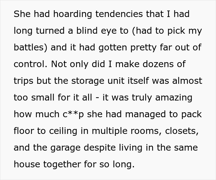 Text description about hoarding habits related to a toxic girlfriend. Text description about hoarding habits related to a toxic girlfriend.