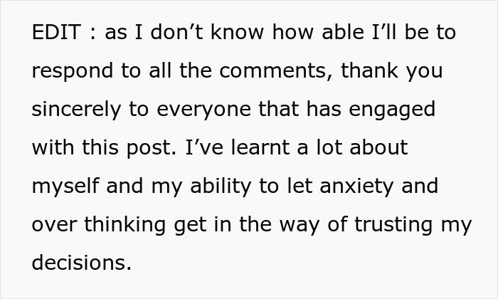 Text edit expressing appreciation and insights on anxiety and decision-making from comments engagement. Text edit expressing appreciation and insights on anxiety and decision-making from comments engagement.