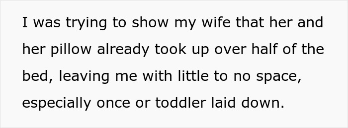 Text reads a husband's complaint about shared bed space and a toddler. Text reads a husband's complaint about shared bed space and a toddler.