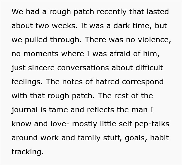 Journal entry discusses a rough patch, emotional talks, and notes of hatred alongside self-reflection and habit tracking. Journal entry discusses a rough patch, emotional talks, and notes of hatred alongside self-reflection and habit tracking.