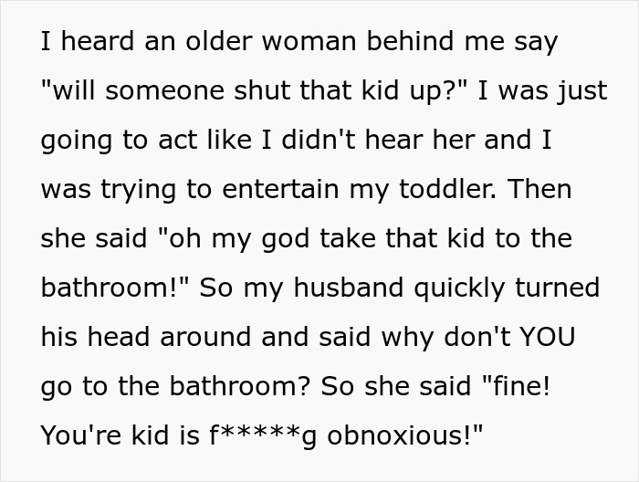 Text conversation on a plane about an “obnoxious” toddler, featuring angry remarks and reactions. Text conversation on a plane about an “obnoxious” toddler, featuring angry remarks and reactions.