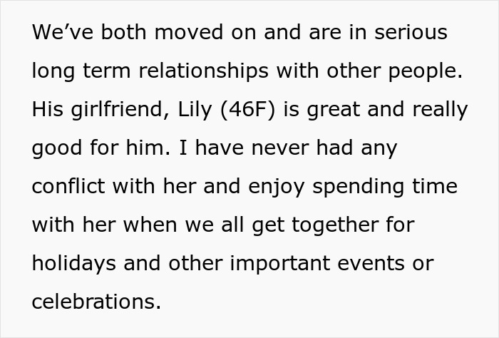 Text discussing relationships and family gatherings, mentioning the BF's stepdaughter and mom's involvement. Text discussing relationships and family gatherings, mentioning the BF's stepdaughter and mom's involvement.